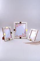 Julienne Handcrafted Horn Bone Photo Frame Ribbed Cream with Aged Brass Inlay Picture Display - G Decor