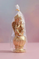 L'Ange Dorée de l'Or – Rococo Golden Cherub Candle, Gold Angel of Fortune - G Decor