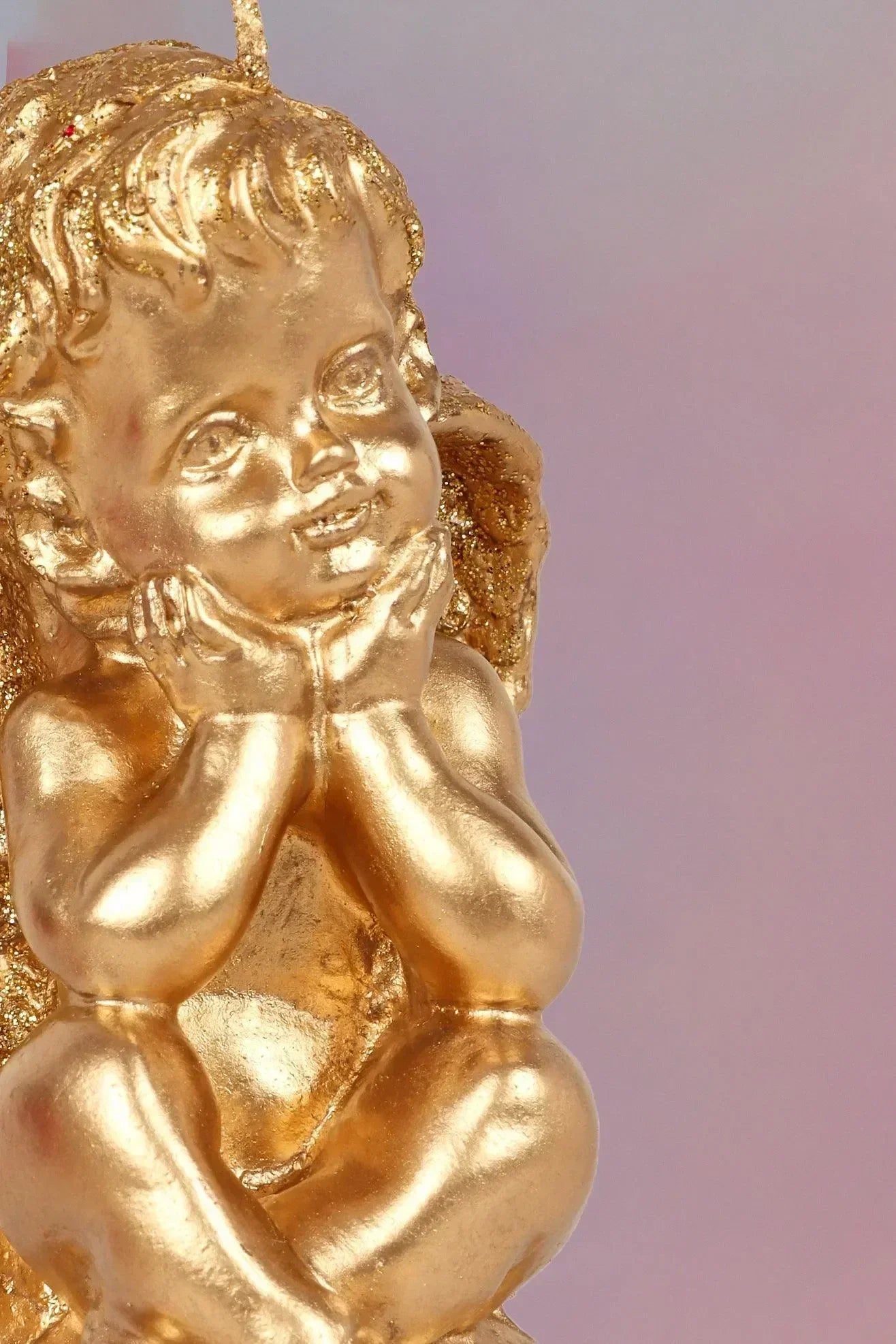 L&#39;Ange Dorée de l&#39;Or – Rococo Golden Cherub Candle, Gold Angel of Fortune - G Decor