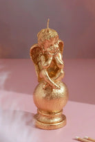 L'Ange Dorée de l'Or – Rococo Golden Cherub Candle, Gold Angel of Fortune - G Decor