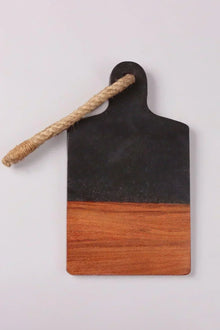 Large Black Marble and Wood Chopping and Charcuterie Board