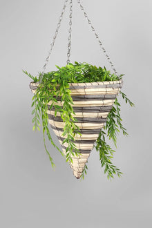 Large Handwoven Natural Fibre Hanging Cone Planter