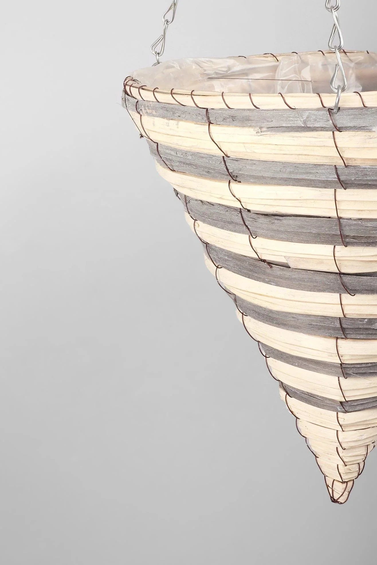 Large Handwoven Natural Fibre Hanging Cone Planter — lifestyle view, G Decor
