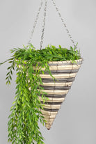 Large Handwoven Natural Fibre Hanging Cone Planter — close-up view, G Decor