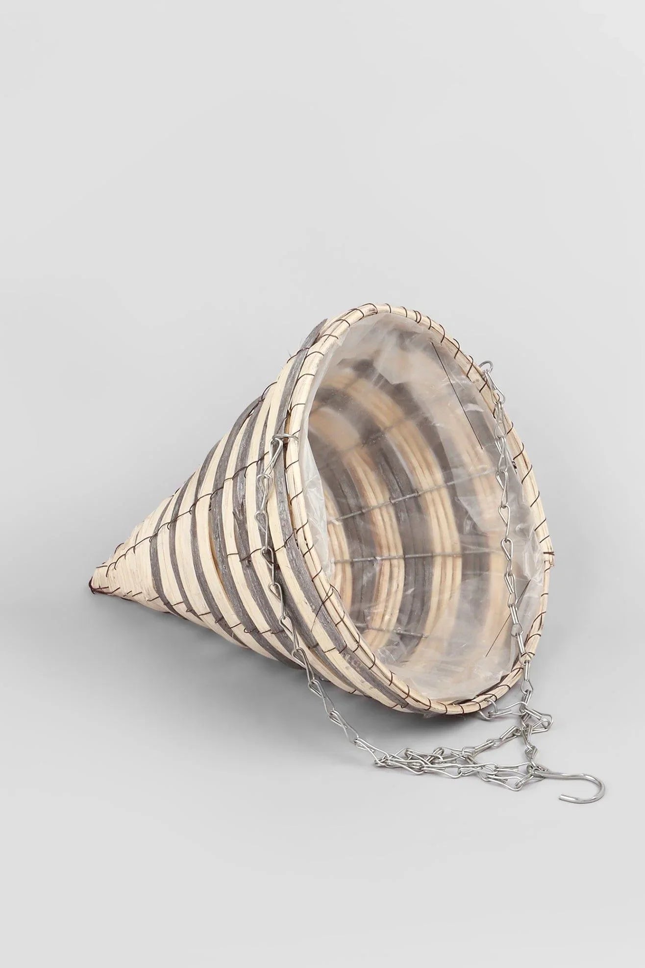 Large Handwoven Natural Fibre Hanging Cone Planter — alternate view, G Decor