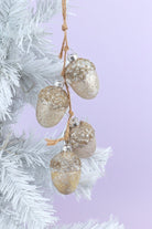 G Decor Christmas Decorations Silver Elegant String of Silver Glass Acorn Christmas Tree Ornaments