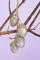 G Decor Christmas Decorations Silver Elegant String of Silver Glass Acorn Christmas Tree Ornaments