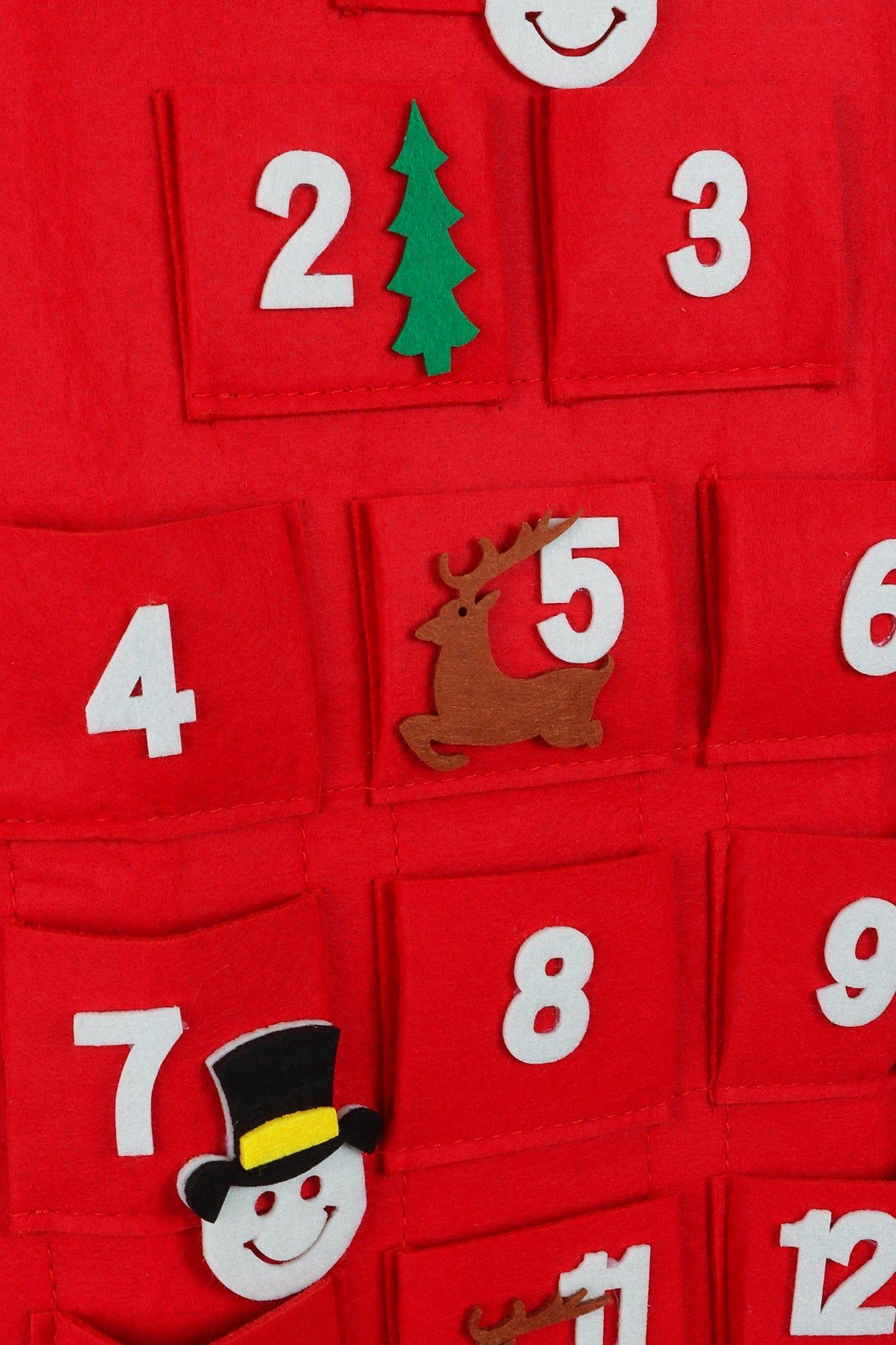 G Decor Christmas Decorations Red Large Felt Santa Reusable Advent Calendar