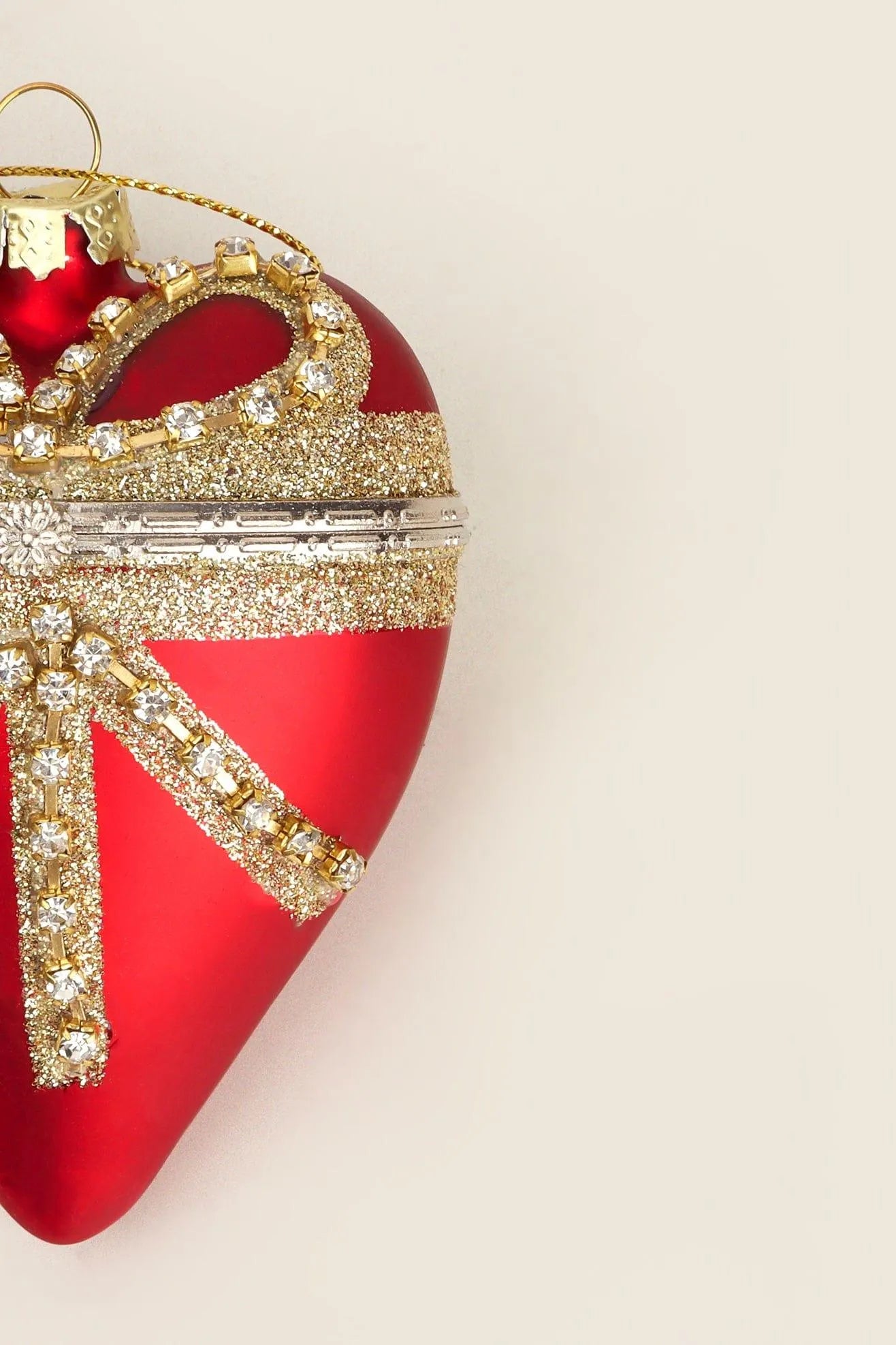 Large Glass Red Heartfelt Locket with Gold Details - G Decor