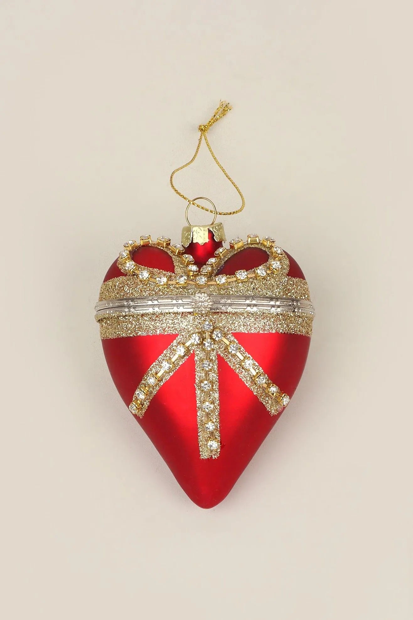 Large Glass Red Heartfelt Locket with Gold Details - G Decor