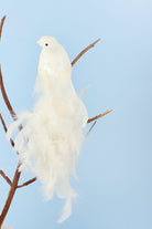 Large Life-Size Hand-Finished White Dove Clip-On Bird Christmas Decoration Sparkly Finish & Flowing Feather Tail - G Decor