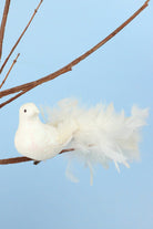 Large Life-Size Hand-Finished White Dove Clip-On Bird Christmas Decoration Sparkly Finish & Flowing Feather Tail - G Decor