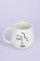 G Decor Mugs and Cups White Large Mug with Abstract Face Design