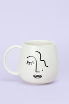 G Decor Mugs and Cups White Large Mug with Abstract Face Design