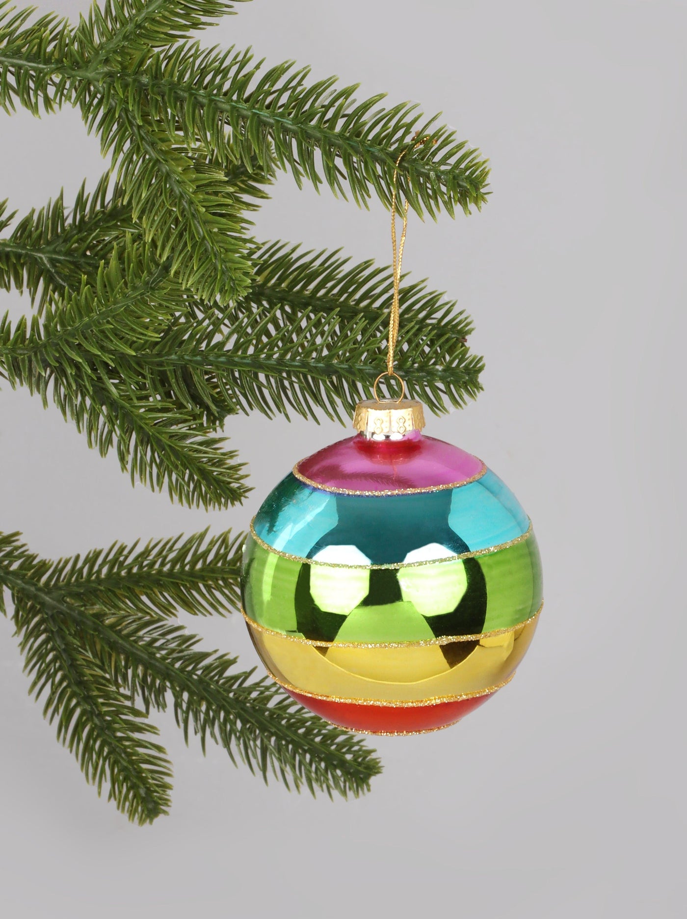 G Decor Christmas Decorations Assorted Large Sparkling Rainbow Glass Christmas Tree Bauble