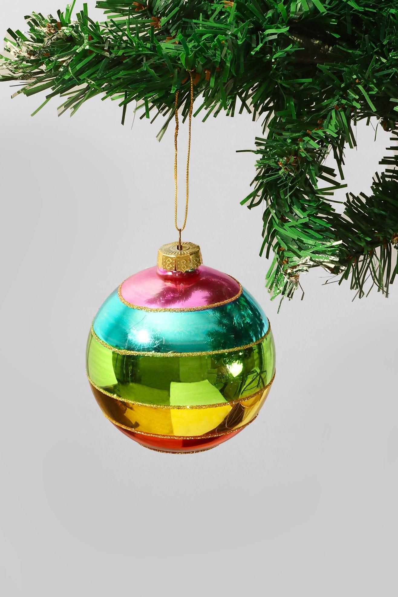 G Decor Christmas Decorations Assorted Large Sparkling Rainbow Glass Christmas Tree Bauble