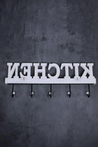 Large Wall-Mounted Kitchen Hook Rack Rustic White Lettered Towel & Utensil Holder - G Decor