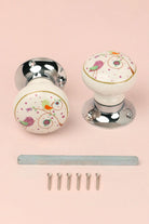 Little Garden Birds Ceramic Mortice Door Knobs Set – Handcrafted for Interior Doors with Chrome Base, Ideal for Kids’ Rooms & Nature Homes - G Decor