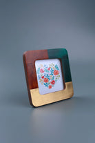 Lucca Handcrafted Photo Frame, Vintage Green, Rich Brown & Aged Brass Inlay Picture Display - G Decor