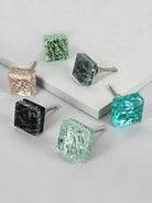 Maison Square Crystal Crackle Mirror Glass Cabinet Pull Knob — alternate view, G Decor
