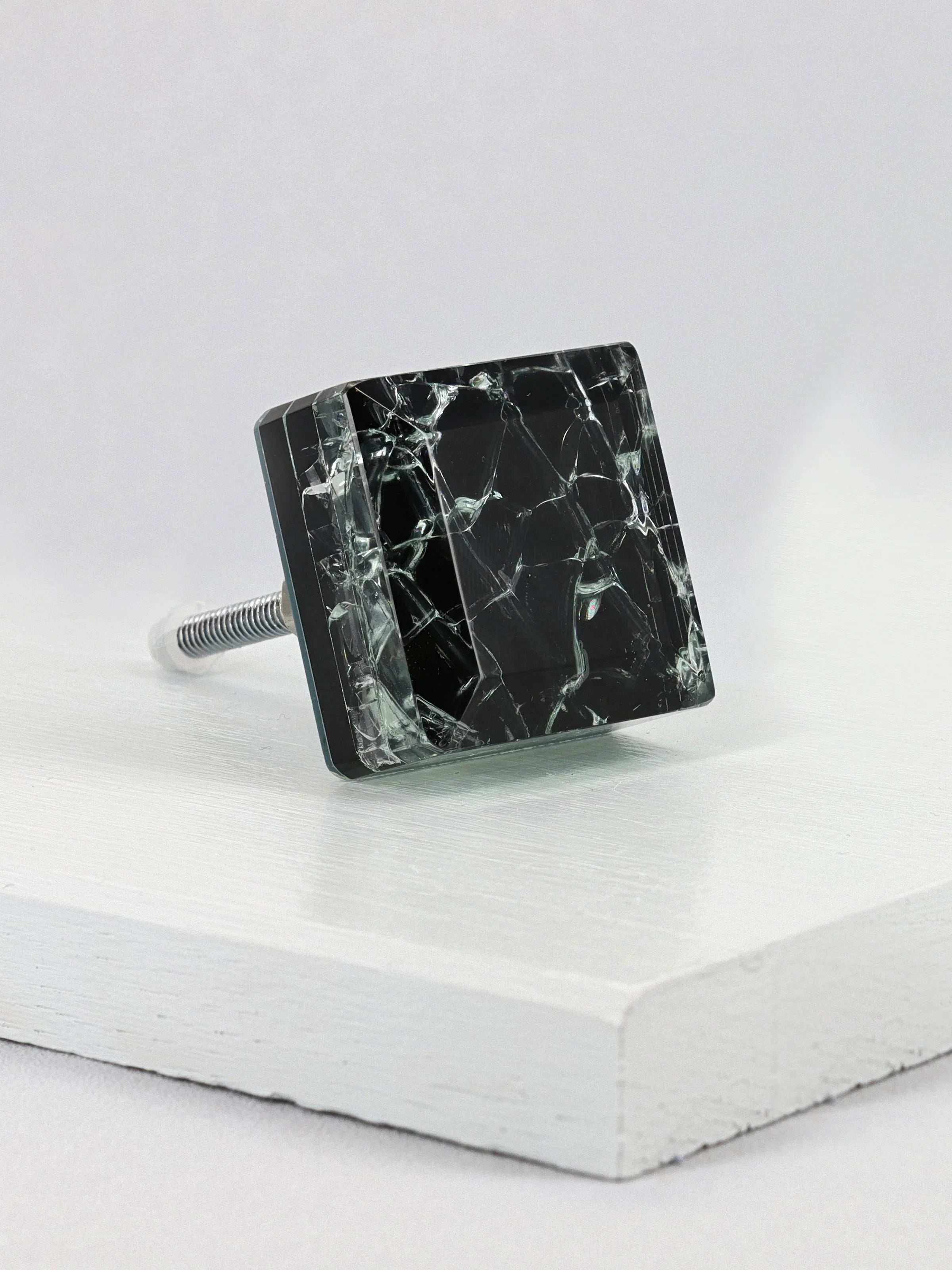 Maison Square Crystal Crackle Mirror Glass Pull Knobs - G Decor