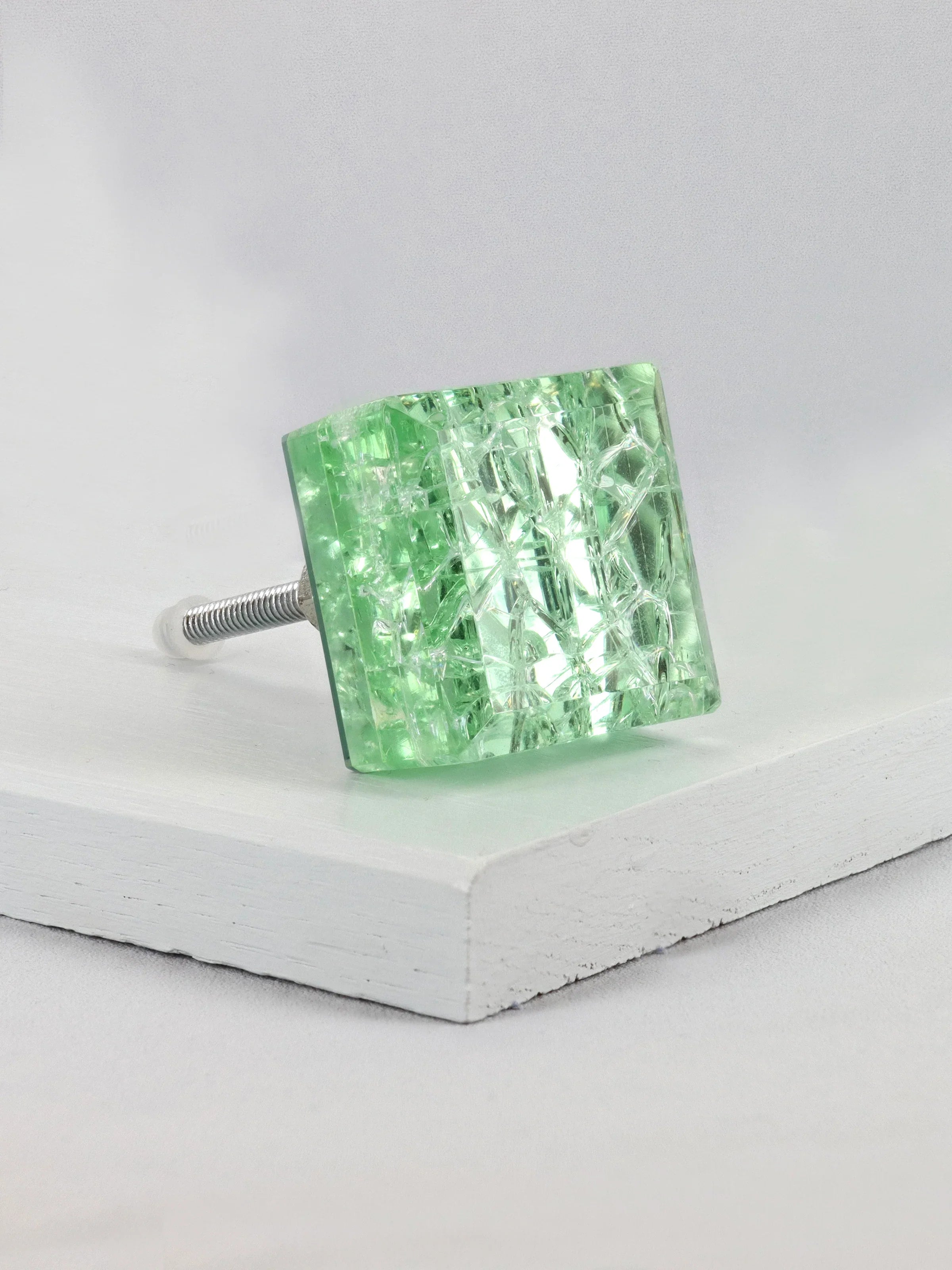 Maison Square Crystal Crackle Mirror Glass Pull Knobs - G Decor