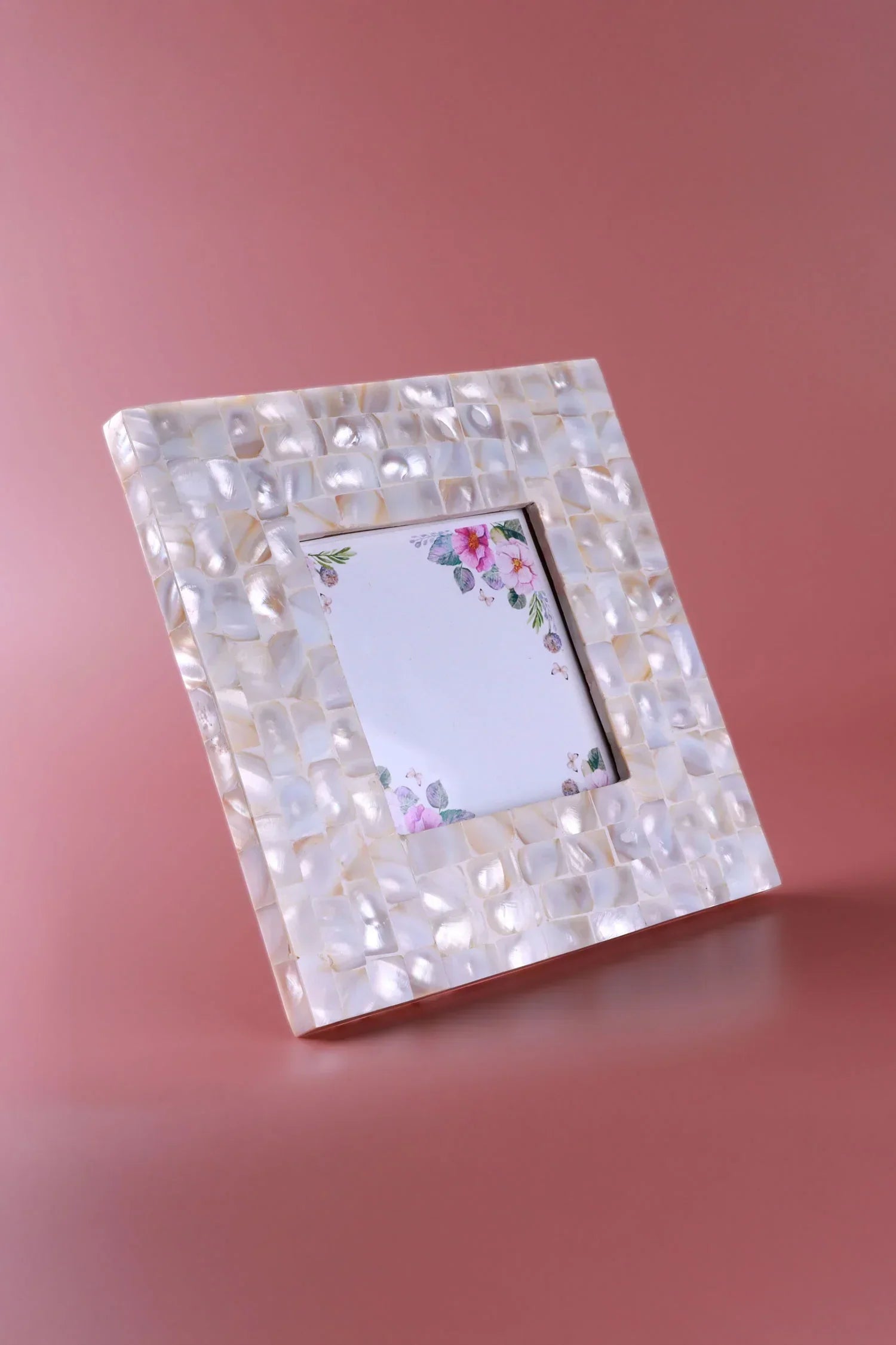 Marcelline Mother of Pearl Photo Frame in Soft Gold — close-up view, G Decor