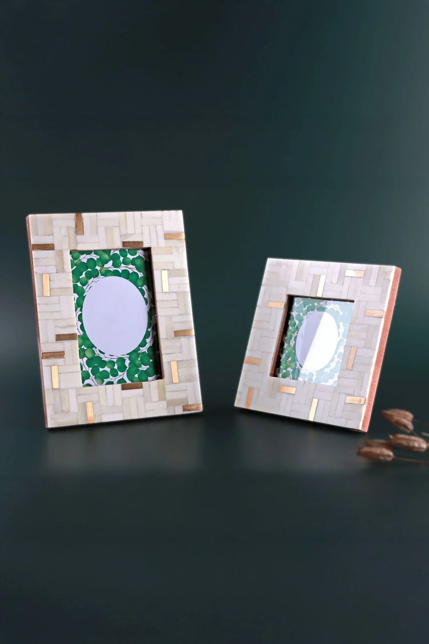 Milano Linea Bone Inlay Photo Frame in Cream and Gold