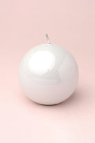 Clarae Reflet Mirror Glass Pillar and Ball Candle in Pearl White — close-up view, G Decor