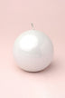 Clarae Reflet Mirror Glass Pillar and Ball Candle in Pearl White — close-up view, G Decor