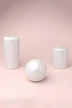 Clarae Reflet Mirror Glass Pillar and Ball Candle in Pearl White — alternate view, G Decor