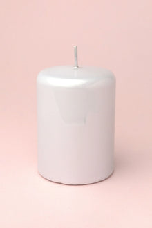 Clarae Reflet Mirror Glass Pillar and Ball Candle in Pearl White