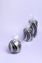 Mirror Glass Pillar and Ball Candles in Black and Silver Glitter — view 6, G Decor