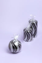 Mirror Glass Effect Limited Edition Hand-Finished Black & Silver Glitter Pillar & Ball Candles - G Decor