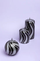 Mirror Glass Pillar and Ball Candles in Black and Silver Glitter — alternate view, G Decor