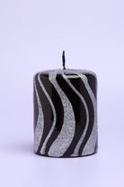 Mirror Glass Effect Limited Edition Hand-Finished Black & Silver Glitter Pillar & Ball Candles - G Decor