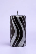 Mirror Glass Pillar and Ball Candles in Black and Silver Glitter — view 5, G Decor