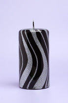Mirror Glass Effect Limited Edition Hand-Finished Black & Silver Glitter Pillar & Ball Candles - G Decor