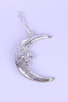 Mottled Silver Glass Crescent Moon - G Decor