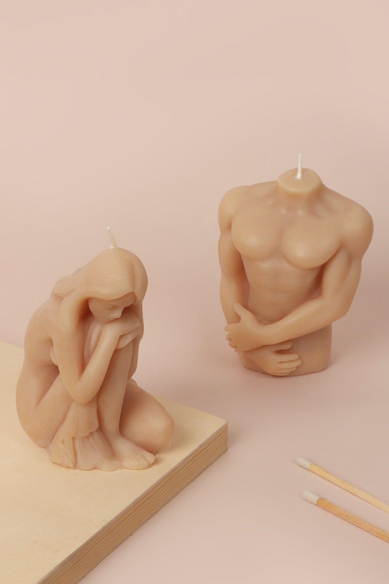 G Decor Candles & Candle Holders Muscular Male Torso and Crouching Female Candles.