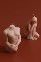 Muscular Male Torso and Crouching Female Candles - G Decor