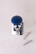 Navy blue ceramic ball hook on a chrome finish hook and back plate, with its two chrome finish screws