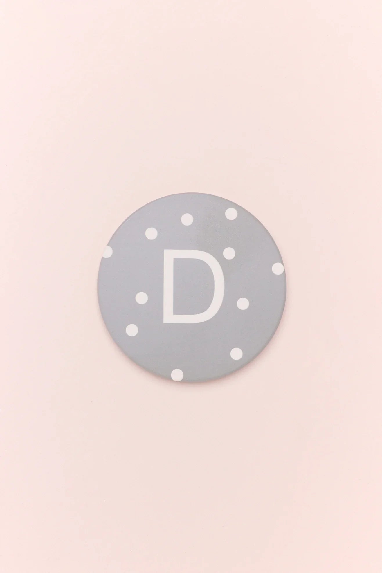 Neutral Pastel Polka Dot Monogram Coaster Personalised Alphabet Initial Letter Ceramic with Cork Base - G Decor