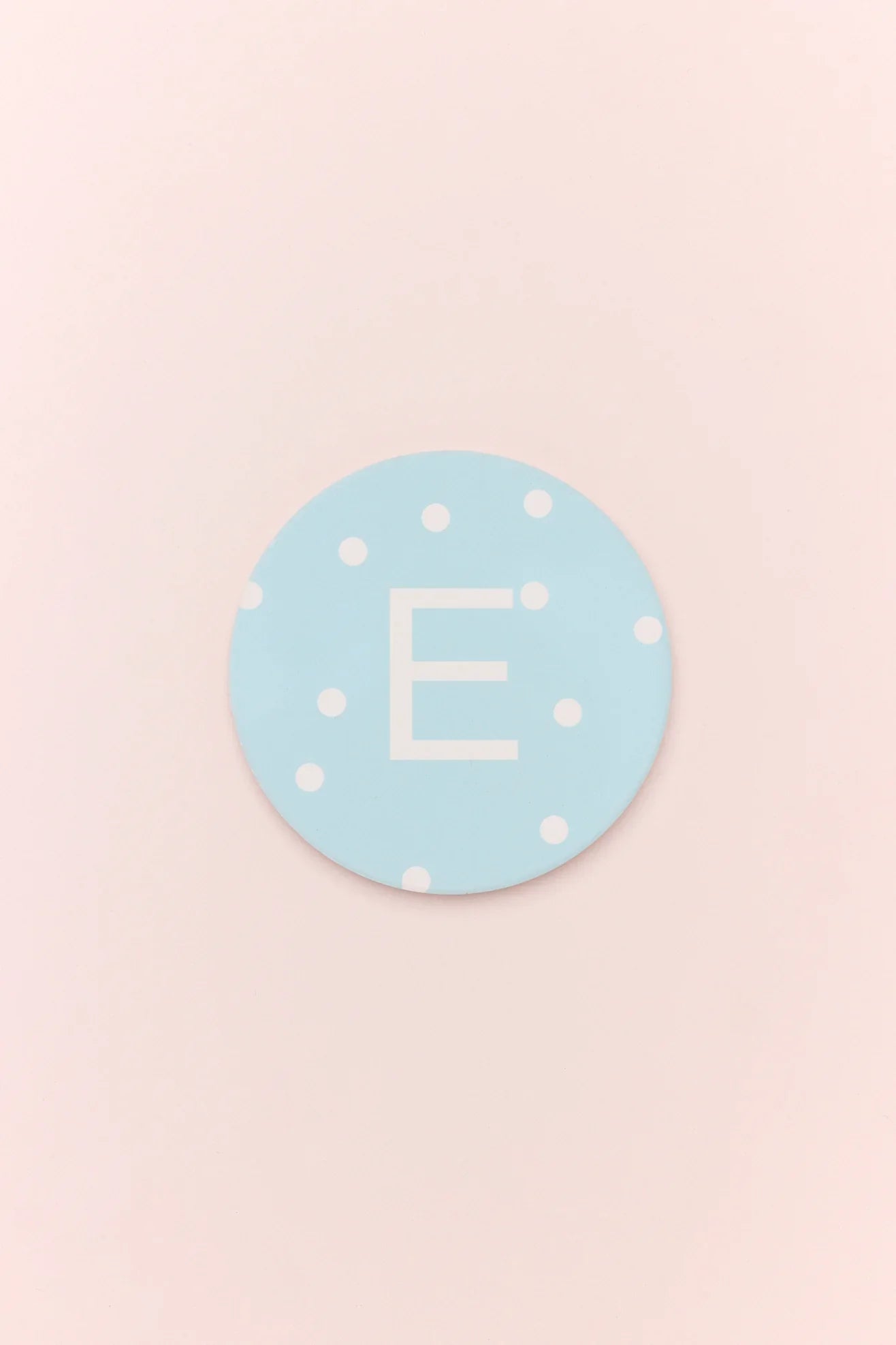 Neutral Pastel Polka Dot Monogram Coaster Personalised Alphabet Initial Letter Ceramic with Cork Base - G Decor