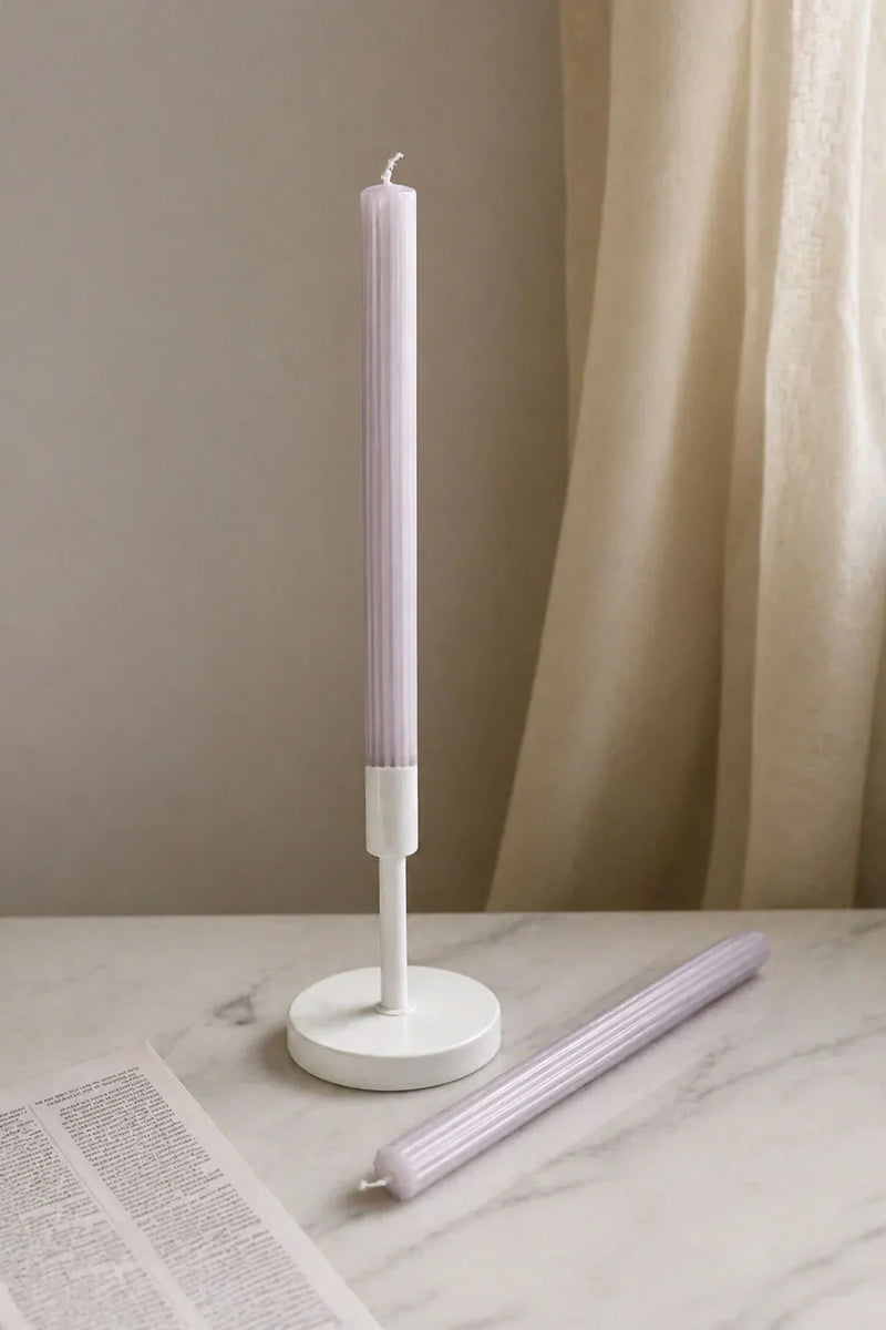 Velluto Rosato Extra Tall Pair of Ribbed Velvet Taper Candles