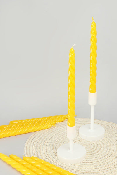 G Decor Candles & Candle Holders Pack Of 10 Or 20 Coraline Tall Yellow Candlesticks Twisted Dinner Candles