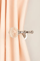 Pair of Faceted Crystal Curtain Holdbacks in Polished Chrome — alternate view, G Decor