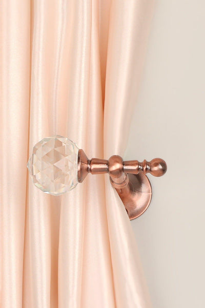 G Decor All Hooks Brown Pack of 2 Faceted Crystal Curtain Tie Backs, Bronze Finish