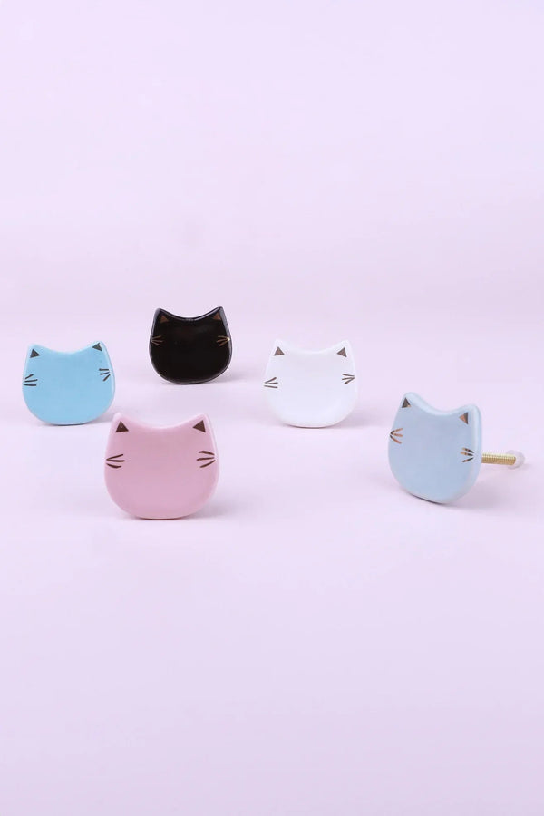 Pawfect Playful Cat Ceramic Cabinet Knob — Multipack