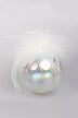 Pearlescent Glass Christmas Baubles with White Feather Detail — alternate view, G Decor